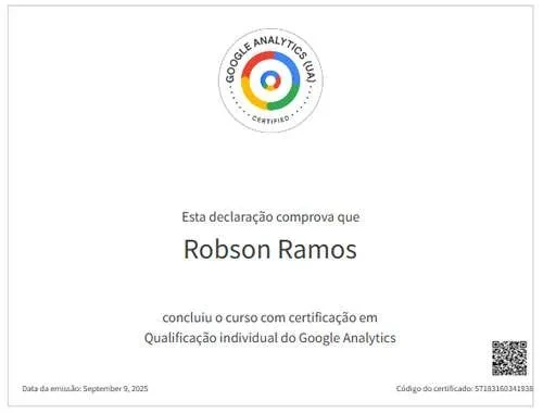 Certificado Universal Analytics Individual — Robson Ramos